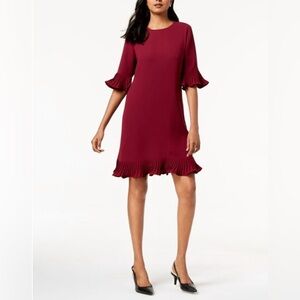 Alfani Flouncy A-Line Dress With Pleated Sleeves and Hem - Size 8